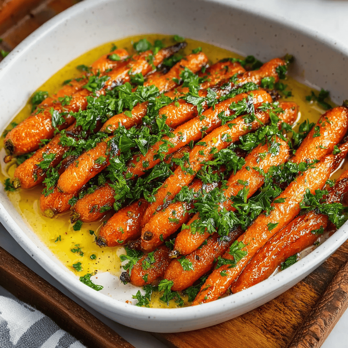 Freshly baked Buffalo Carrots on a rustic plate, ideal for a vegetarian snack