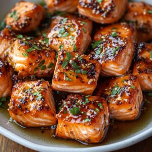 Honey Garlic Salmon Bites