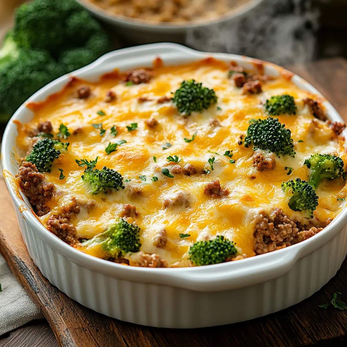 cheesy ground beef and broccoli casserole
