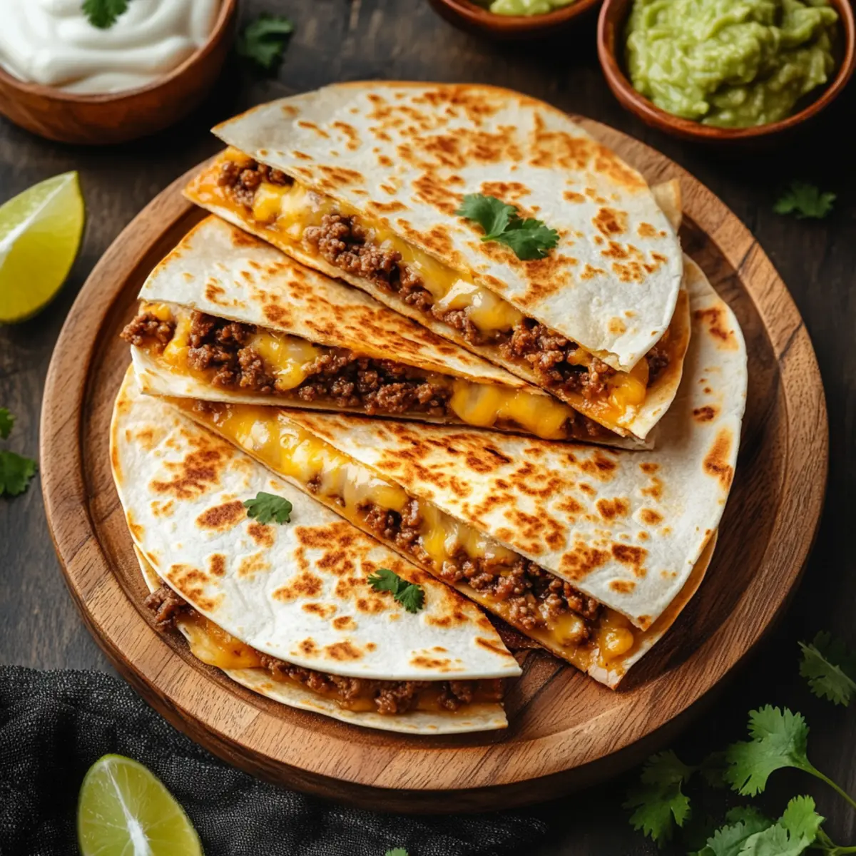 cheesy ground beef quesadillas