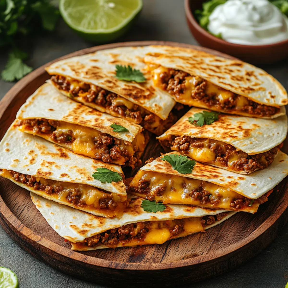 cheesy ground beef quesadillas