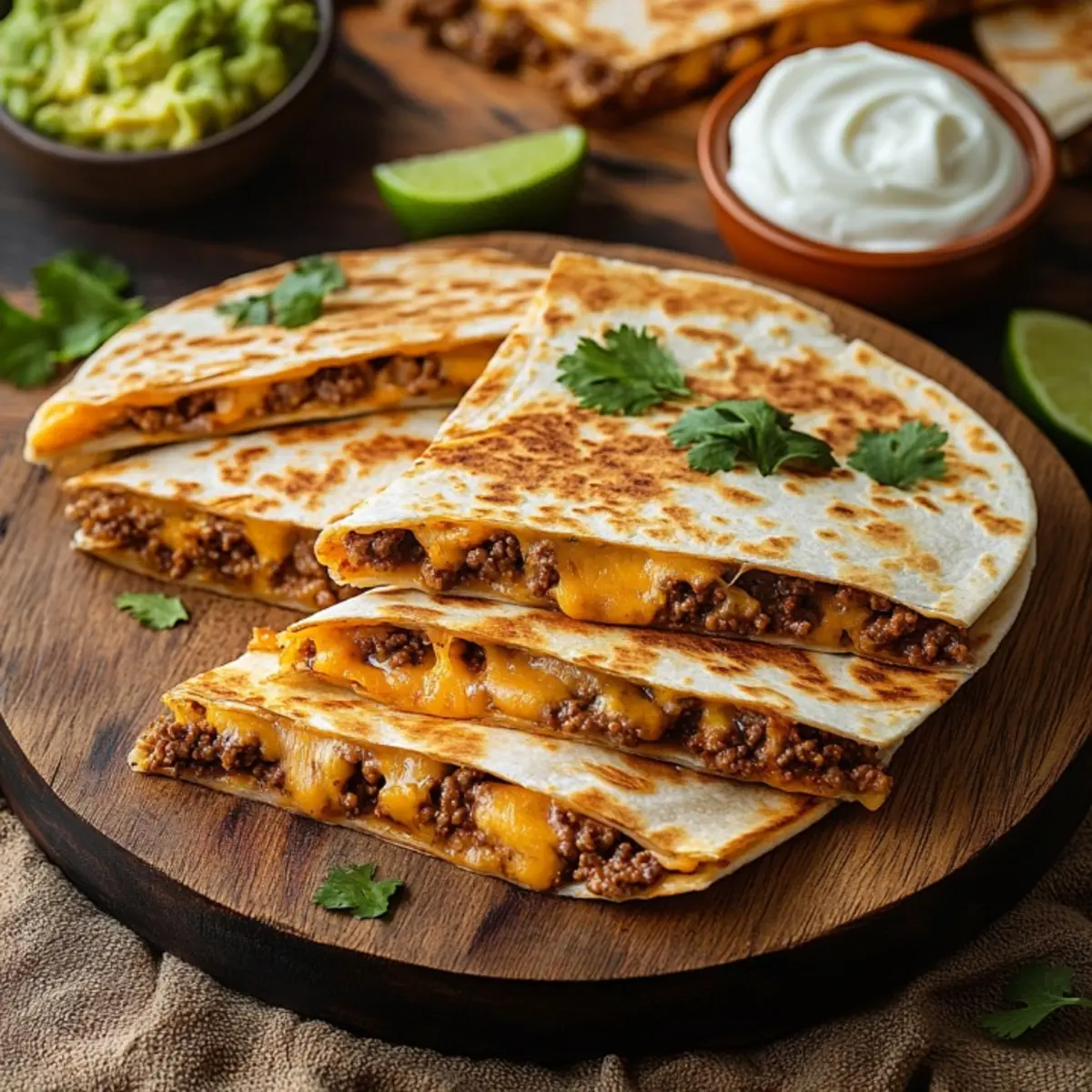 cheesy ground beef quesadillas