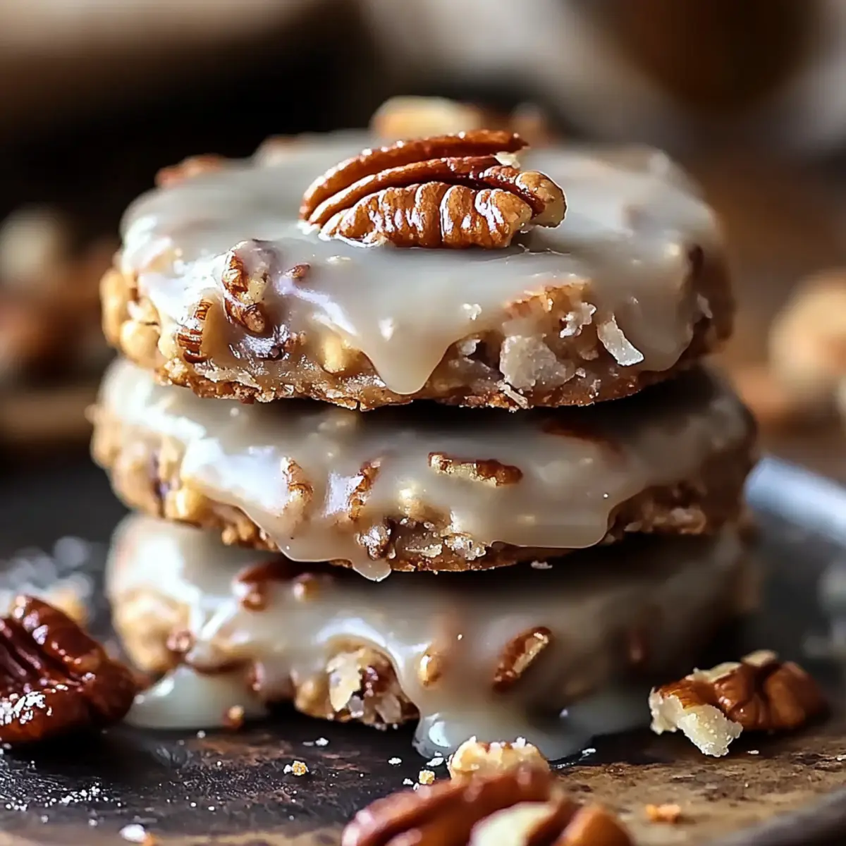 No-Bake Coconut Pecan Praline Cookies - Finished dish plated beautifully