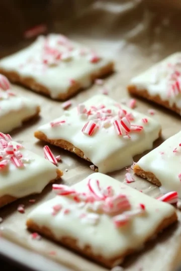 Peppermint Crunch White Chocolate Covered Graham Crackers
