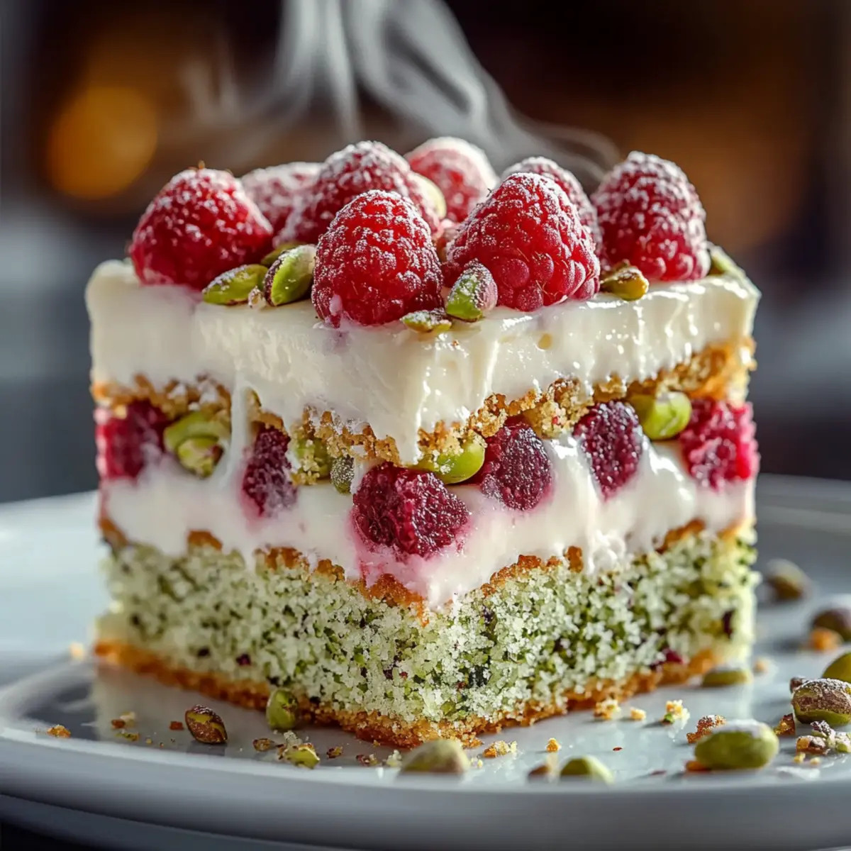 Heavenly Pistachio Raspberry Cake: A Delightful Recipe! - Close-up of delicious texture